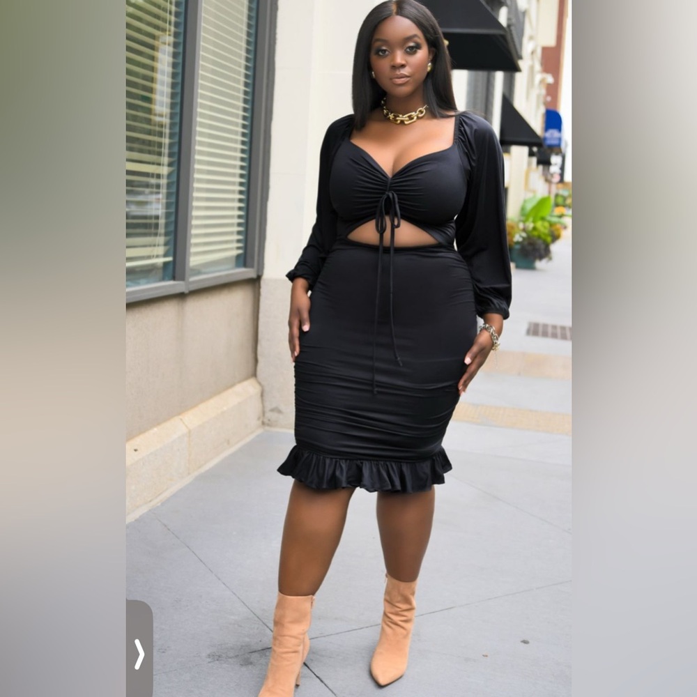 Rebdolls Black Dress with Ruffle Hem